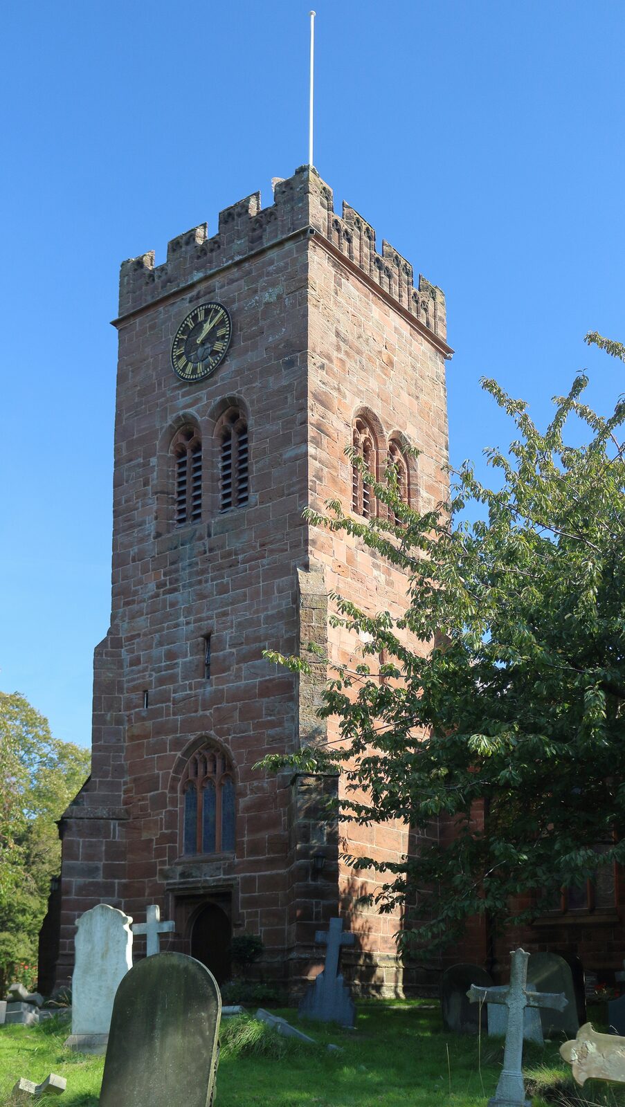 The 15th-century tower of St Bridget's Church